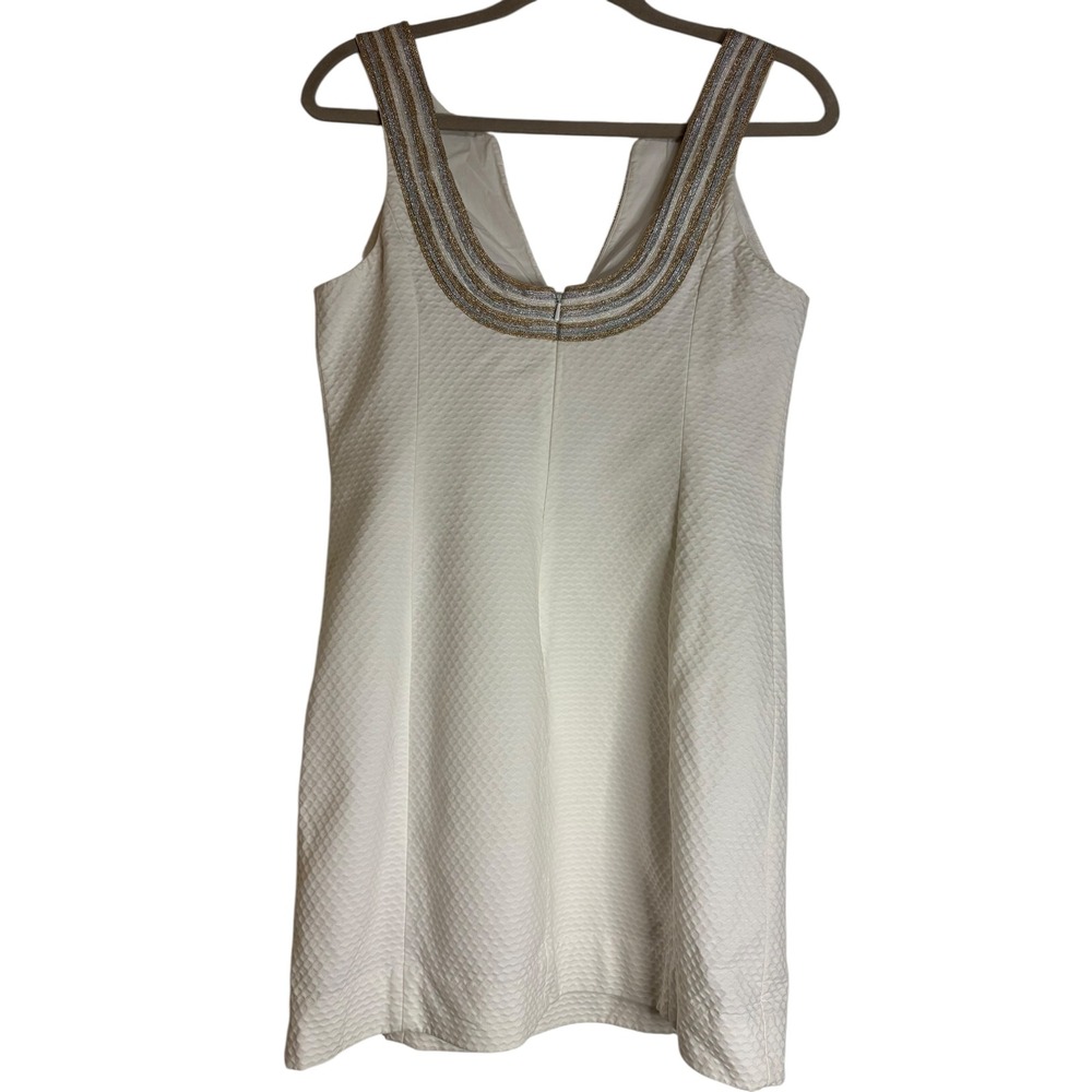 Lilly Pulitzer Valli Shift Dress in Resort White metallic soutache trim Size 6 - Picture 7 of 12